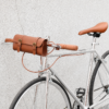 Retro Roll‑Shape Bicycle Front Pouch, PU Leather Scooter Storage Bag