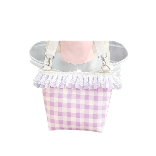 O1CN01a8ha032AloK6EXmo2_!!2220879188244-0-cib Detachable Scooter Front Hanging Pouch, Gingham Lace Decor Storage Tote
