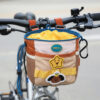 Drawstring Bicycle Front Hanging Pouch, Beige Cycling Accessory Bag