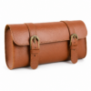 Retro Roll‑Shape Bicycle Front Pouch, PU Leather Scooter Storage Bag